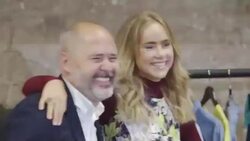 Suki Waterhouse, Sergio Bucher at Amazon Fashion Photography Studio Photocall With Suki Waterhouse And Sergio Bucher Stock Footage