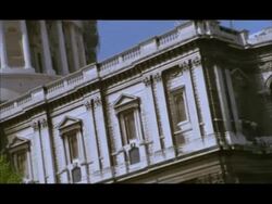 MCU Pan left across architecture of St Paul's cathedral, London, England Stock Footage