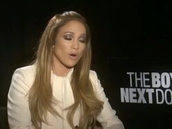 INTERVIEW - Jennifer Lopez on how she easily forgives, but never forgets, at the 'The Boy Next Door' interview Stock Footage