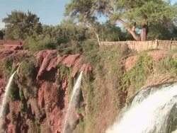 MS TD View of ouzoud falls / Ouzoud, Azilal, Morocco Stock Footage