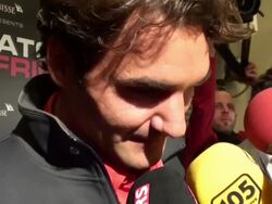 Roger Federer interview in Swiss German. Zurich Stock Footage