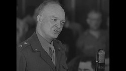 General Eisenhower speaks in support of armed forces unification during Congressional testimony News Clip