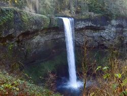 MS Shot Off South Falls in Silver Falls State Park / Oregon, United States Stock Footage