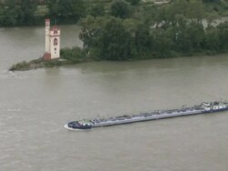 WS View of Mouse Tower in river Rhine near Bingen / Rhine-Valley,  Rhineland-Palatinate, Germany Stock Footage