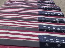 (HD1080) USA Flag: War Military Coffins on Display, Zoom Out Stock Footage