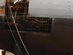 Warship repaired in dock Stock Footage