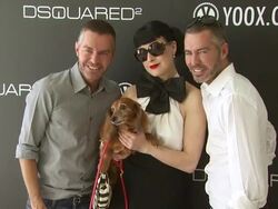 Dean & Dan Caten, Dita Von Teese at the yoox.com and DSQUARED2 Canine Couture Launch To Benefit Much Love Animal Rescue at Beverly Hills CA. (Footage by WireImage Video/GettyImages) Stock Footage
