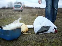 Dumping trash Stock Footage