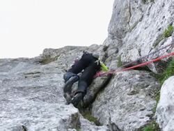 Men rock climbing in the mountains. - 1920x1080 Stock Footage