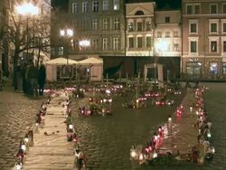 Torun, Poland memorial for the 2010 Polish Air Force Tu-154 crash occurred on 10 April 2010, killing all 96 people on board. These included the Polish president Lech Kaczy_ski and his wife. Stock Footage