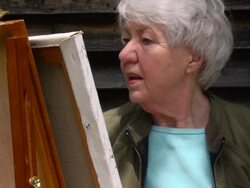 Close up of Senior Female Painting Stock Footage