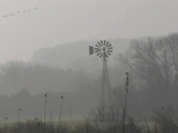 Windmill on a Foggy Morning 2 HD Stock Footage