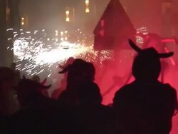 Correfoc catalonian tradition Stock Footage