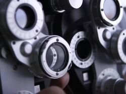 Exam being performed by an Eye Doctor Stock Footage