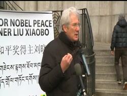 Actor Richard Gere read a statement from the 2010 Nobel Peace Prize winner and Chinese dissident Liu Xiaobo, who is currently jailed in China on charges of subversion, in New York on Friday. News Clip