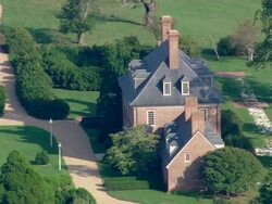 WS AERIAL ZI ZO View of Carters Grove Plantation / Virginia, United States Stock Footage