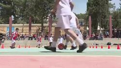 CLEAN : Real Madrid trains Palestinian refugee camp coaches News Clip
