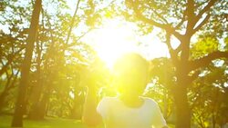 HD: Cute Asian boy playing toy airplane in the park Stock Footage