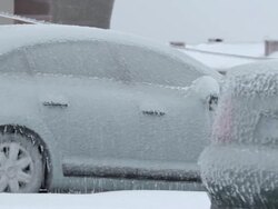 Vehicles In Glaze Ice Stock Footage