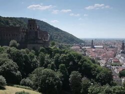 WS PAN View of Heidelberg Castle and Old Town / Heidelberg, Baden-WÃƒÂ¼rttemberg, Germany   Stock Footage