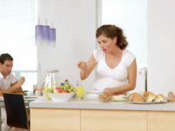 HD DOLLY: Pregnancy And Healthy Eating Stock Footage