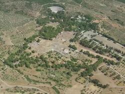 WS AERIAL ZI View of sanctuary of epidaurus / Epidaurus, Peloponnese, Greece Stock Footage