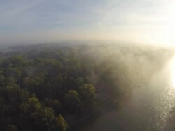 HD: Aerial Shot Of The River At Sunrise Stock Footage