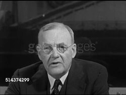 1952: SECRETARY OF STATE: MS Empty chair at Cabinet table, MS Title, VS Seated John Foster Dulles SOT talking about State Department helping president make foreign policy, confidence of country, importance of cooperation, worked Japanese peace treaty. Instructional Video