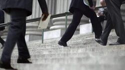 HD - Cinemagraph NYC Court House Stairs with White Collar On the Go Stock Footage