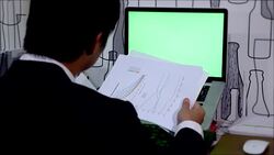 Working with financial report with green screen Stock Footage