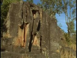 MS Hindu statue in jungle, Bandhavgarh National Park, India Stock Footage