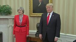 Theresa May and Donald Trump Pose in Oval Office 3 News Clip
