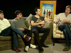INTERVIEW - Simon Bird, Joe Thomas, James Buckley, Blake Harrison on filming in Australia at 'Inbetweeners 2' press junket Stock Footage
