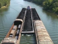 Tug Boat and Barges Stock Footage