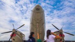 Aircraft and Clouds with Blue sky,Time lapse Stock Footage