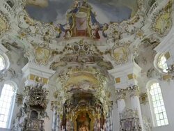 MS TD View of inside church / Wies, Bavaria, Germany  Stock Footage