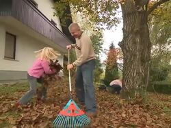 HD DOLLY: Autumn Chores Stock Footage