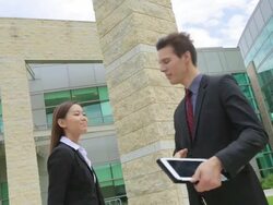Businessman uses a tablet. Stock Footage