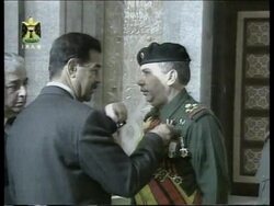 IRAQ: SADDAM HUSSEIN AT AWARDS CEREMONY News Clip