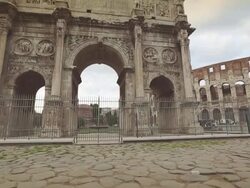 The Arch of Constantine and the Coliseum of Rome Stock Footage