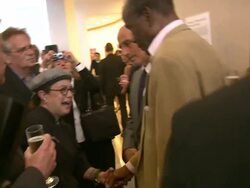 Sidney Poitier (R) at An Evening of Food and Fotos LA For Foundation Rwanda at the An Evening of Food and Fotos LA For Foundation Rwanda at Beverly Hills CA. (Footage by WireImage Video/GettyImages) Stock Footage