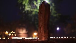 the light from the candle lit at night around wat maheyong Stock Footage
