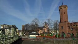 Malakoff Tower at Rheinau Harbour, Cologne, North Rhine-Westphalia, Germany Stock Footage