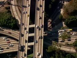 Aerial HA TD ZI traffic on freeway, Los Angeles /  California, United States.   Stock Footage