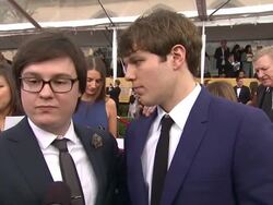 INTERVIEW - Clark Duke & Jake Lacy on what it means to them to celebrate with their peers & how they got their SAG cards at 19th Annual Screen Actors Guild Awards - Arrivals 1/27/2013 in Los Angeles, CA. Stock Footage