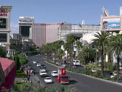 Elevated view of The Strip near Caesars Palace in Las Vegas Stock Footage