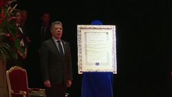 CLEAN : Spain's PM awards prize to Colombia's President Santos News Clip