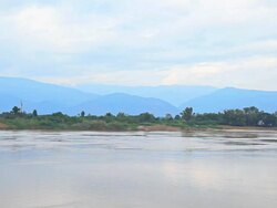River and mountains in evening Stock Footage