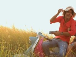 Young couple enjoying in the forest, Haryana, India Stock Footage