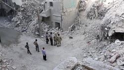 Footage of the aftermath of an airstrike in Aleppo News Clip